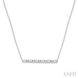 1/6 Ctw Baguette and Round Cut Diamond Petite Bar Necklace in 10K White Gold