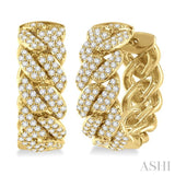 3/4 Ctw Round Cut Diamond Cuban Link Hoop Earring in 14K Yellow Gold