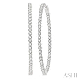 7 ctw Round Cut Diamond In & Out 2-Inch Hoop Earring in 14K White Gold