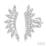 1/3 ctw Arched Marquise Projection Round Cut Diamond Petite Fashion Earring in 14K White Gold