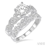 3/4 Ctw Diamond Bridal Set with 5/8 Ctw Round Cut Engagement Ring and 1/6 Ctw Wedding Band in 14K White Gold