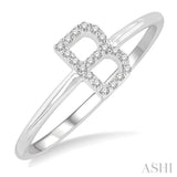 1/20 Ctw Initial 'B' Round Cut Diamond Fashion Ring in 10K White Gold