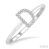 1/20 Ctw Initial 'D' Round Cut Diamond Fashion Ring in 10K White Gold