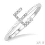 1/20 Ctw Initial 'E' Round Cut Diamond Fashion Ring in 10K White Gold