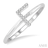 1/20 Ctw Initial 'F' Round Cut Diamond Fashion Ring in 10K White Gold