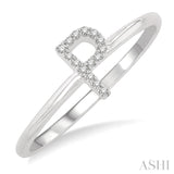 1/20 Ctw Initial 'P' Round Cut Diamond Fashion Ring in 10K White Gold