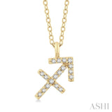 1/10 Ctw Sagittarius Round Cut Diamond Zodiac Pendant With Chain in 10K Yellow Gold